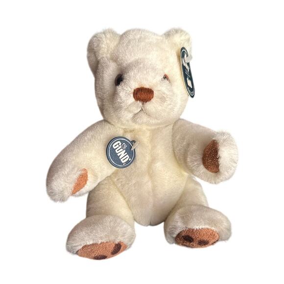 Gund Other - New With‎ Tags Vintage GUND 1983 Cream Ivory Color Teddy Bear Fully Jointed